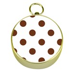 Polka Dots - Auburn Brown on White Gold Compass