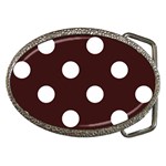 Polka Dots - White on Dark Sienna Brown Belt Buckle