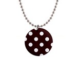 Polka Dots - White on Dark Sienna Brown 1  Button Necklace