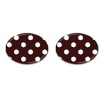 Polka Dots - White on Dark Sienna Brown Cufflinks (Oval)