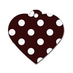 Polka Dots - White on Dark Sienna Brown Dog Tag Heart (One Side)