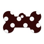 Polka Dots - White on Dark Sienna Brown Dog Tag Bone (One Side)