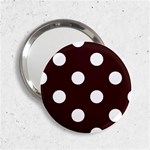 Polka Dots - White on Dark Sienna Brown 2.25  Handbag Mirror