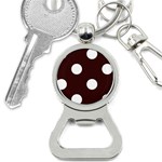 Polka Dots - White on Dark Sienna Brown Bottle Opener Key Chain