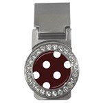 Polka Dots - White on Dark Sienna Brown Money Clip (CZ)