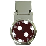 Polka Dots - White on Dark Sienna Brown Money Clip Watch