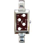 Polka Dots - White on Dark Sienna Brown Rectangle Italian Charm Watch