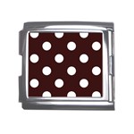 Polka Dots - White on Dark Sienna Brown Mega Link Italian Charm (18mm)