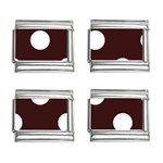 Polka Dots - White on Dark Sienna Brown 9mm Italian Charm (4 pack)