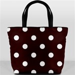 Polka Dots - White on Dark Sienna Brown Bucket Bag