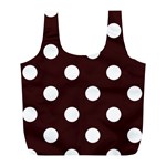 Polka Dots - White on Dark Sienna Brown Full Print Recycle Bag (L)