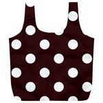 Polka Dots - White on Dark Sienna Brown Full Print Recycle Bag (XL)