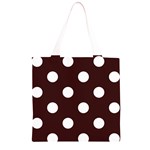 Polka Dots - White on Dark Sienna Brown Grocery Light Tote Bag
