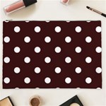 Polka Dots - White on Dark Sienna Brown Cosmetic Bag (XXL)
