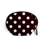 Polka Dots - White on Dark Sienna Brown Accessory Pouch (Small)