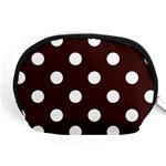 Polka Dots - White on Dark Sienna Brown Accessory Pouch (Medium)