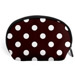 Polka Dots - White on Dark Sienna Brown Accessory Pouch (Large)