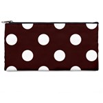 Polka Dots - White on Dark Sienna Brown Pencil Case