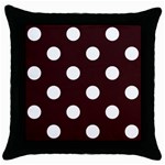 Polka Dots - White on Dark Sienna Brown Throw Pillow Case (Black)