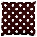 Polka Dots - White on Dark Sienna Brown Large Cushion Case (One Side)