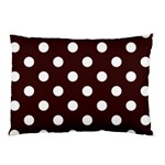 Polka Dots - White on Dark Sienna Brown Pillow Case (One Side)