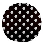 Polka Dots - White on Dark Sienna Brown Large 18  Premium Flano Round Cushion