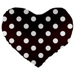 Polka Dots - White on Dark Sienna Brown Large 19  Premium Heart Shape Cushion