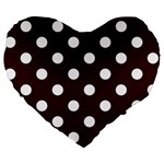 Polka Dots - White on Dark Sienna Brown Large 19  Premium Flano Heart Shape Cushion