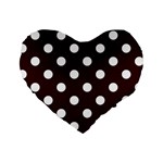 Polka Dots - White on Dark Sienna Brown Standard 16  Premium Heart Shape Cushion