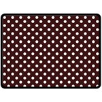 Polka Dots - White on Dark Sienna Brown Fleece Blanket (Large) (One Side)