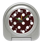 Polka Dots - White on Dark Sienna Brown Desk Alarm Clock