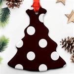 Polka Dots - White on Dark Sienna Brown Ornament (Christmas Tree)