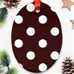 Polka Dots - White on Dark Sienna Brown Ornament (Oval)