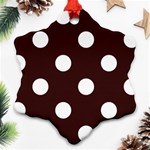 Polka Dots - White on Dark Sienna Brown Snowflake Ornament (Two Sides)