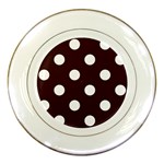 Polka Dots - White on Dark Sienna Brown Porcelain Plate