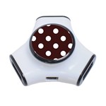 Polka Dots - White on Dark Sienna Brown Portable USB Hub (One Side)
