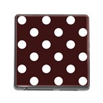 Polka Dots - White on Dark Sienna Brown Memory Card Reader (Square)