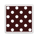 Polka Dots - White on Dark Sienna Brown Memory Card Reader with Storage (Square)