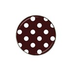 Polka Dots - White on Dark Sienna Brown Hat Clip Ball Marker