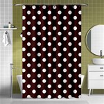 Polka Dots - White on Dark Sienna Brown Shower Curtain 48  x 72  (Small)