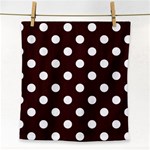 Polka Dots - White on Dark Sienna Brown Face Towel