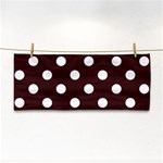 Polka Dots - White on Dark Sienna Brown Hand Towel