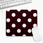 Polka Dots - White on Dark Sienna Brown Large Mousepad
