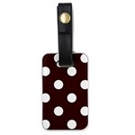 Polka Dots - White on Dark Sienna Brown Luggage Tag (One Side)