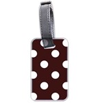 Polka Dots - White on Dark Sienna Brown Luggage Tag (Two Sides)