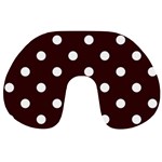 Polka Dots - White on Dark Sienna Brown Travel Neck Pillow