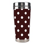 Polka Dots - White on Dark Sienna Brown Stainless Steel Travel Tumbler