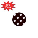 Polka Dots - White on Dark Sienna Brown 1  Mini Button (100 pack)