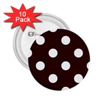 Polka Dots - White on Dark Sienna Brown 2.25  Button (10 pack)