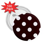 Polka Dots - White on Dark Sienna Brown 2.25  Button (100 pack)